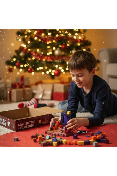 Impact Vision Set 128 Cuburi de Constructie Magnetice Impact Vision®, Portal & Lava, multicolor pentru copii 3+