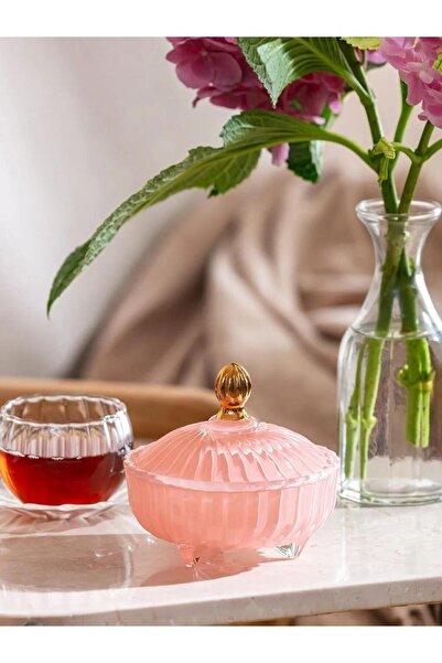 LC Waikiki Pink Glass Sugar Bowl 11 cm (S6)