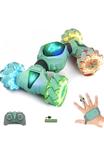 No35 Oyuncak 2.4 GHz Bilekten ve Uzaktan Kumandalı Işıklı 4X4 Çift Kumandalı Akrobat Araba, Şarjlı H