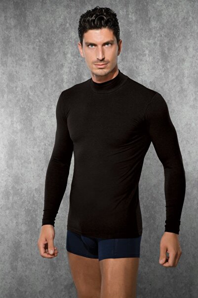 Doreanse Erkek Modal Boğazlı Yaka Uzun Kol T Shirt