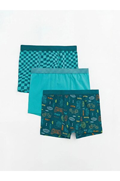 LC Waikiki Πράσινα εμπριμέ μποξεράκια για αγόρια, σετ 3 τεμαχίων (S6)