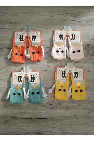 EfemİcGiyim Mixed Color Rose-Colored Combed Cotton Tennis Socks with Magnetic...