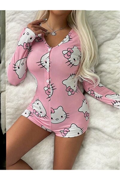 SATTENS Ολόσωμη φόρμα με σχέδια από χτενισμένο βαμβάκι - Σέξι σετ ύπνου