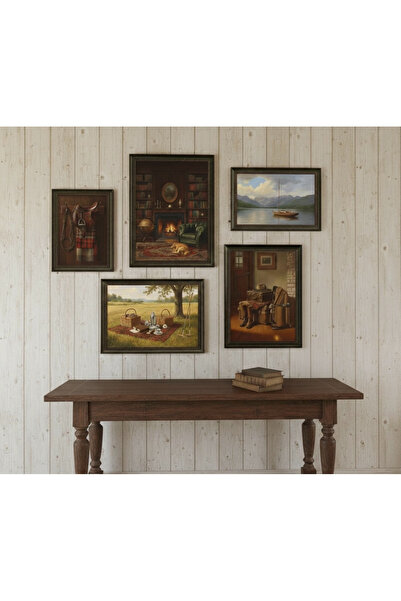 Tablomtr Country, rustik, vintage 5'li tablo seti