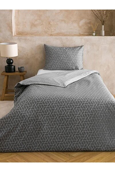 LC Waikiki Gray Geometric Patterned Single Duvet Cover Set (S6)