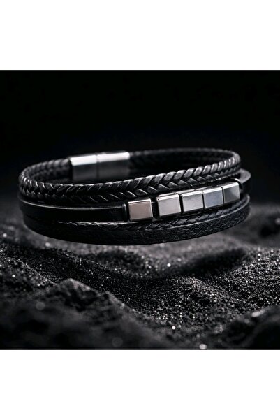 stainless steell سوار للجنسين بتفاصيل من الفولاذ 21 سم