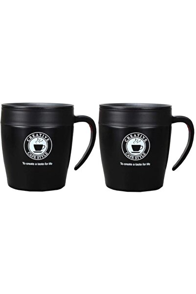 we3 Insulated Coffee Mug Stainless Steel Coffee Mug 330ml (Black, Pack of 2)