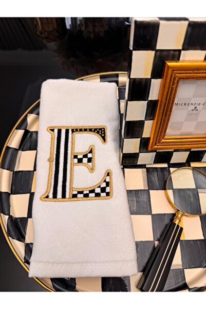 GEFFPRİVE Özel Tasarım Harf Nakışlı El Havlusu | Premium Seri 30x50 -E-