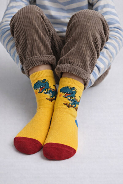 Katia&Bony Детски чорапи с динозавърски мотиви в жълто
