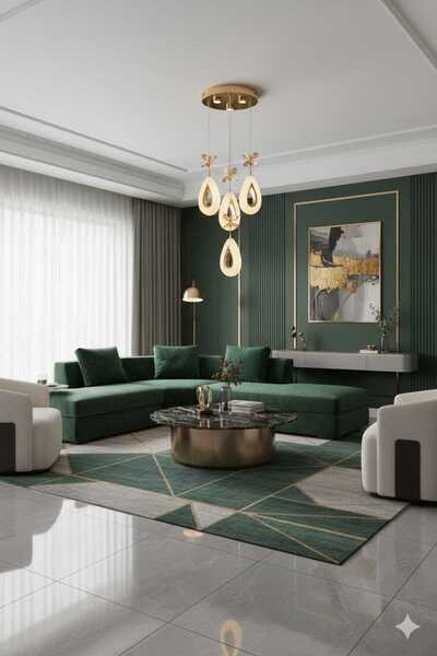 AURA LIGHTING 4'Lü Gold Damla Sarkıt 3 Renk LED Modern Salon/Antre/Yatak Odas...