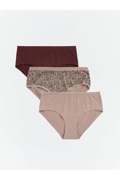 LC Waikiki Brown Leopard Patterned Hipster Panties 3-Pack (S6)