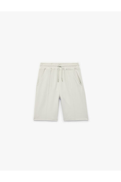 Koton Pique Fabric Bermuda Shorts with Elastic Waist and Tie-Up Pockets