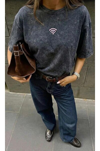 Homay تي شيرت نسائي مطبوع رقميًا بشعار Wi-Fi مصنوع من القطن بنسبة 100% وقابل ...