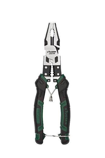 TUOSEN 215 mm Uzunluğunda Kombine Pense- Kablo Sıyırma ve Papuç Sıkma Özellikli