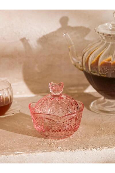 LC Waikiki Pink Glass Sugar Bowl 9 cm (S6)
