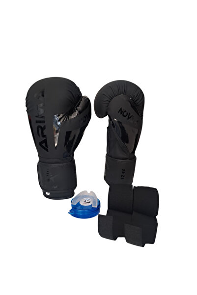ARIMA Gölge Shadow Boks Eldiveni (8oz-10oz-12oz) + Bandaj 3.5mt + Dişlik 3lü Set