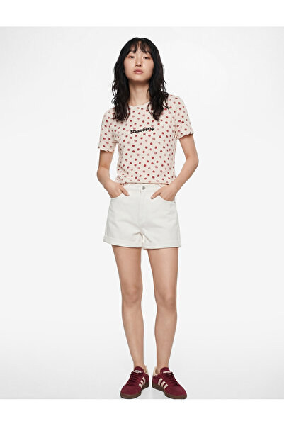 Koton Slim Fit Short Sleeve Crew Neck Cotton Strawberry Printed T-Shirt