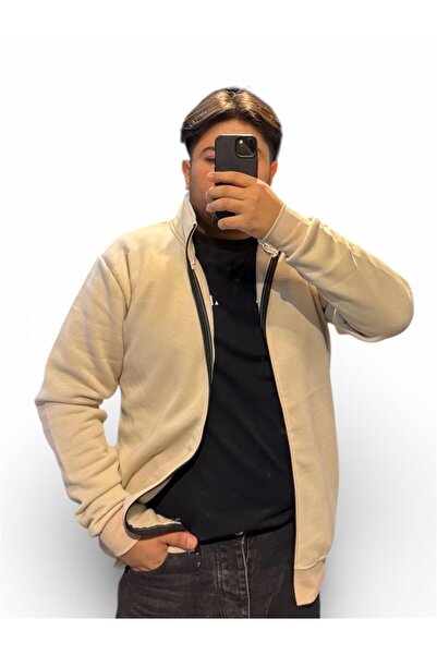 Q45collection Beige Color Bird Logo Fully Fleeced Padded Jacket