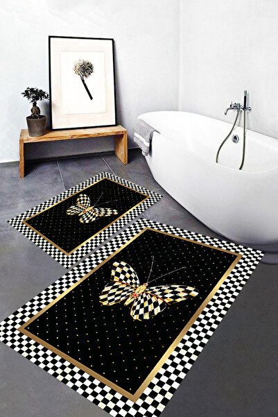 ROVİGO HOME Digital Printing Modern Bathroom Rug Double Bath Mat Rvg5-0736 10...
