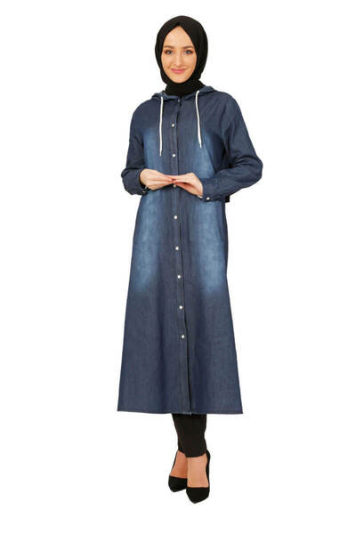 İbrahim Burak Etiler Collection Hooded Denim Hijab Cap Dark