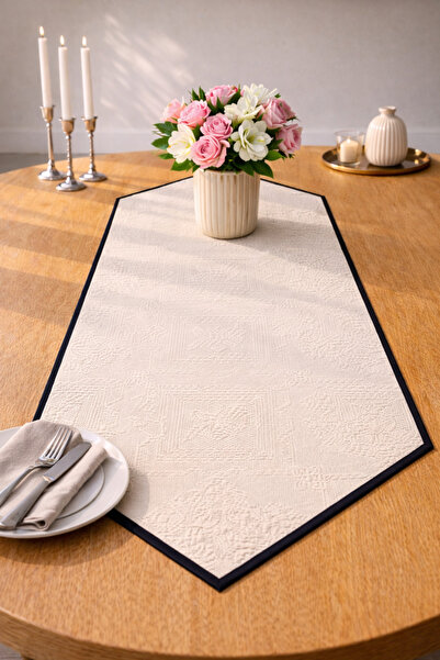 ŞAH TEXTILE DESIGN Biye detay Elegance motif 40x150 pamuklu runner