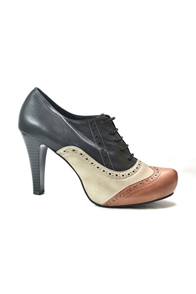 Onlo Ayakkabı E.201 Genuine Leather Hidden Platform High Heel Women's Shoes