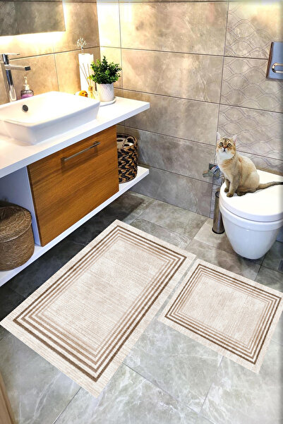 ROVİGO HOME Digital Printing Modern Bathroom Rug Double Bath Mat Rvg5-Lna003 ...