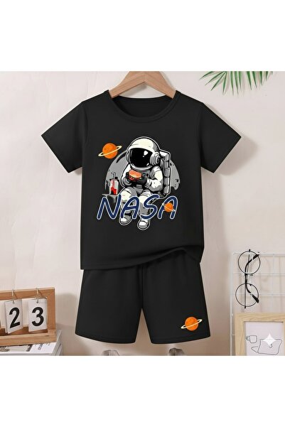 Nice Clothes طقم بدلة رياضية للأطفال بغطاء للرأس للجنسين مطبوع عليه رائد فضاء...