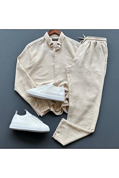 Stylo Men Men's Crinkle Linen Shirt and Pants Set