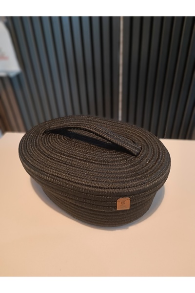 Ahs Tasarım Ψάθινο καλάθι με καπάκι Χειροποίητο καλάθι αποθήκευσης από γιούτα...