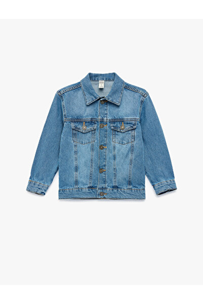 Koton Jachetă din denim de bumbac cu mâneci lungi și nasturi