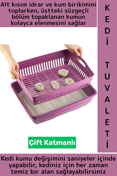 Wintoup Evcil Hayvan Ergonomik Taşıma Kulplu Hijyenik Çift Katman Süzgeçli Aç...