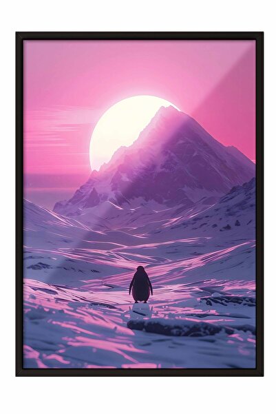 Postifull Nihilistički pingvin u uokvirenom posteru, crna uokvirena slika, sl...