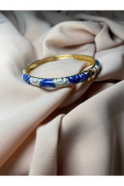 Hiis Store Gold Renk Çiçek Desenli Mineli İşlemeli Kelepçe Bilezik