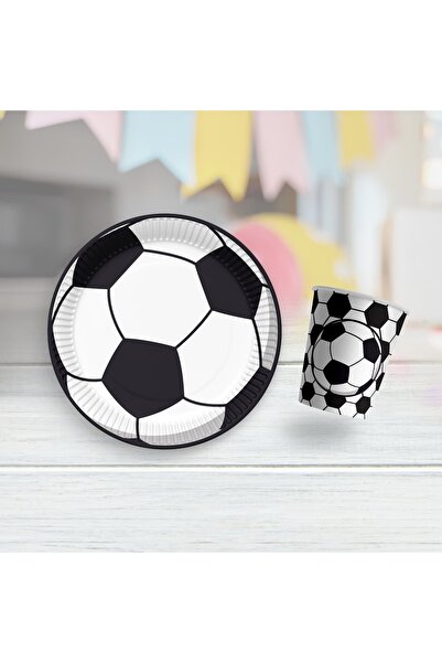 MFM Μαύρο και λευκό σετ πιάτων και ποτηριών με θέμα τους οπαδούς, 8 τεμάχια