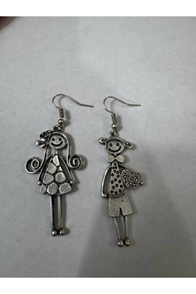 Yuchicly Happy Doll Charm – Figured Silver Color Unisex Dangle Earrings