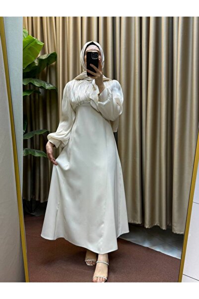 asyadabutik Women's Chest Stone Detailed Yoryo Glitter Fabric Collar Ribbon E...