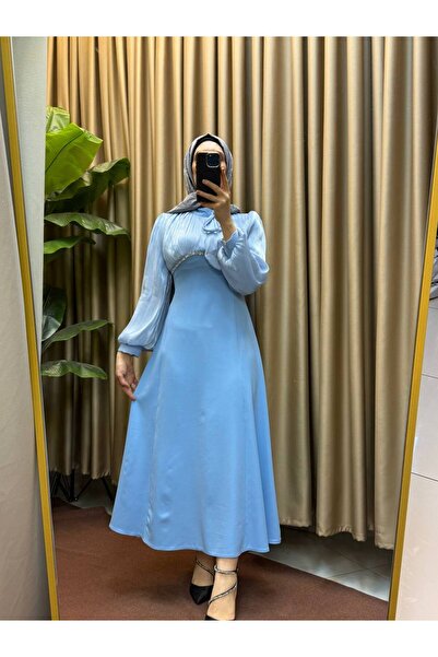 asyadabutik Women's Chest Stone Detailed Yoryo Glitter Fabric Collar Ribbon E...