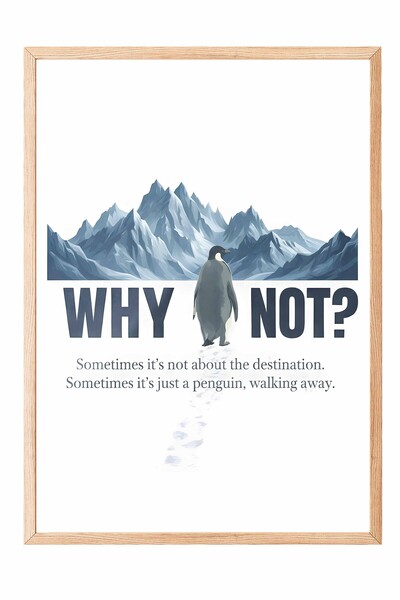 Postifull Nihilistički pingvin u uokvirenom posteru, slika u drvenom okviru, ...