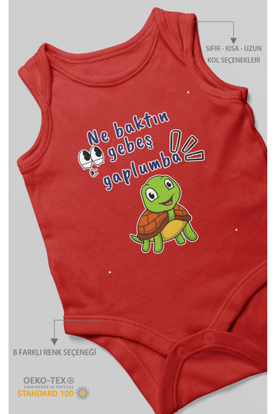 MorivoKids Ne Baktın Gebeş Gaplumba Printed Baby Bodysuit – Snap Fastener Bod...