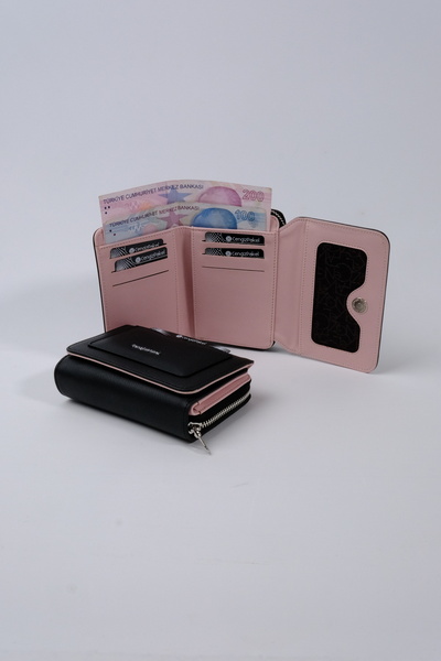 CENGİZ PAKEL Small Size Women's Black-Powder Wallet