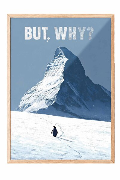 Postifull Nihilistic Penguin Framed Poster, Wooden Framed Painting, Walking P...