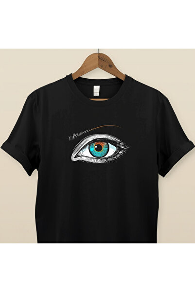 TİMİSİVA Unisex Oversize Printed Cotton Crew Neck Short Sleeve Black T-Shirt