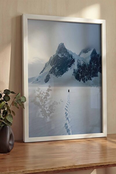 Postifull Nihilistic Penguin Framed Poster, Thick White Framed Painting, Walk...