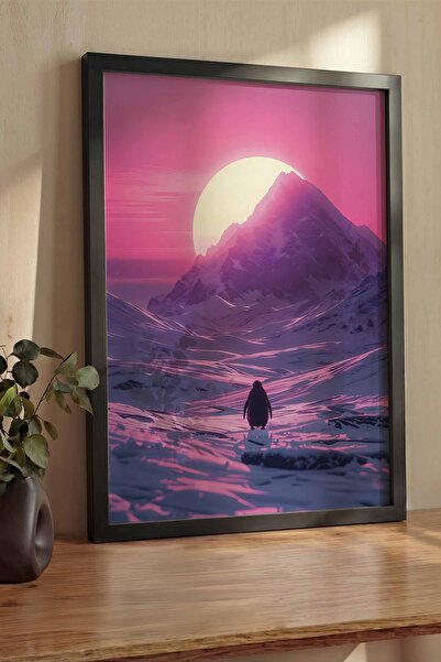 Postifull Αφίσα με πλαίσιο Nihilist Penguin, Πίνακας με χοντρό μαύρο πλαίσιο,...