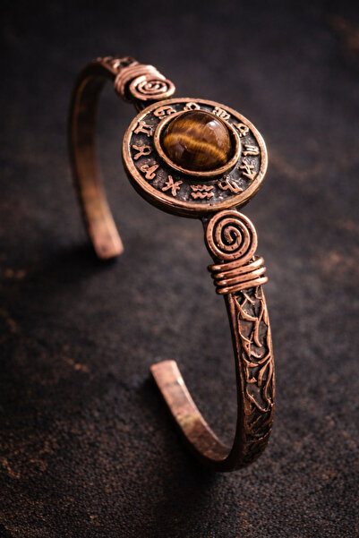 İyyaKee سوار نسائي من النحاس الأصفر مزين بالأبراج وحجر العقيق الأحمر المصنوع ...