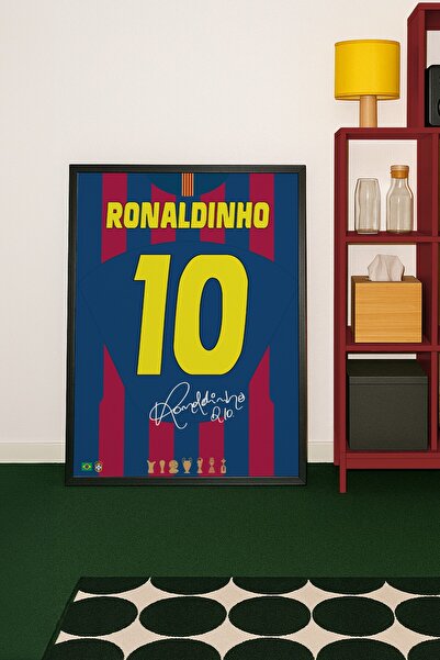 Base Concept Αυτόγραφη αφίσα ζωγραφικής Ronaldinho Barca 10 (με κορνίζα)