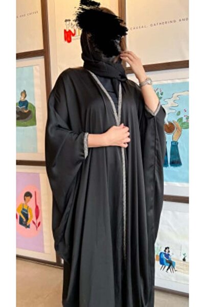 DOUBLE1WAN Abaya-Bisht-Silk-with-Embroidered-Rib
