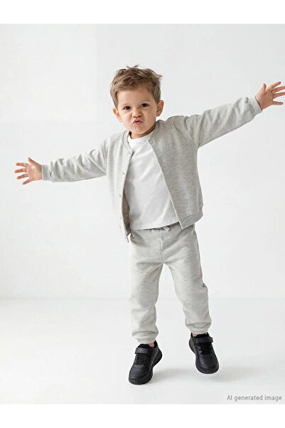 LC Waikiki White Crew Neck Baby Boy Cardigan and Sweatpants (S6)