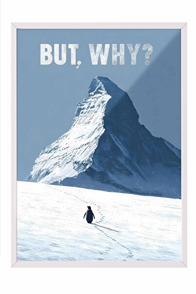 Postifull Nihilistic Penguin Framed Poster, White Framed Painting, Walking Pe...